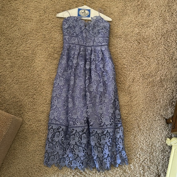 ANTHROPOLOGIE | Eri + Ali Sherbert Lace Midi Dress Size XS Lavender Periwinkle - Picture 1 of 3